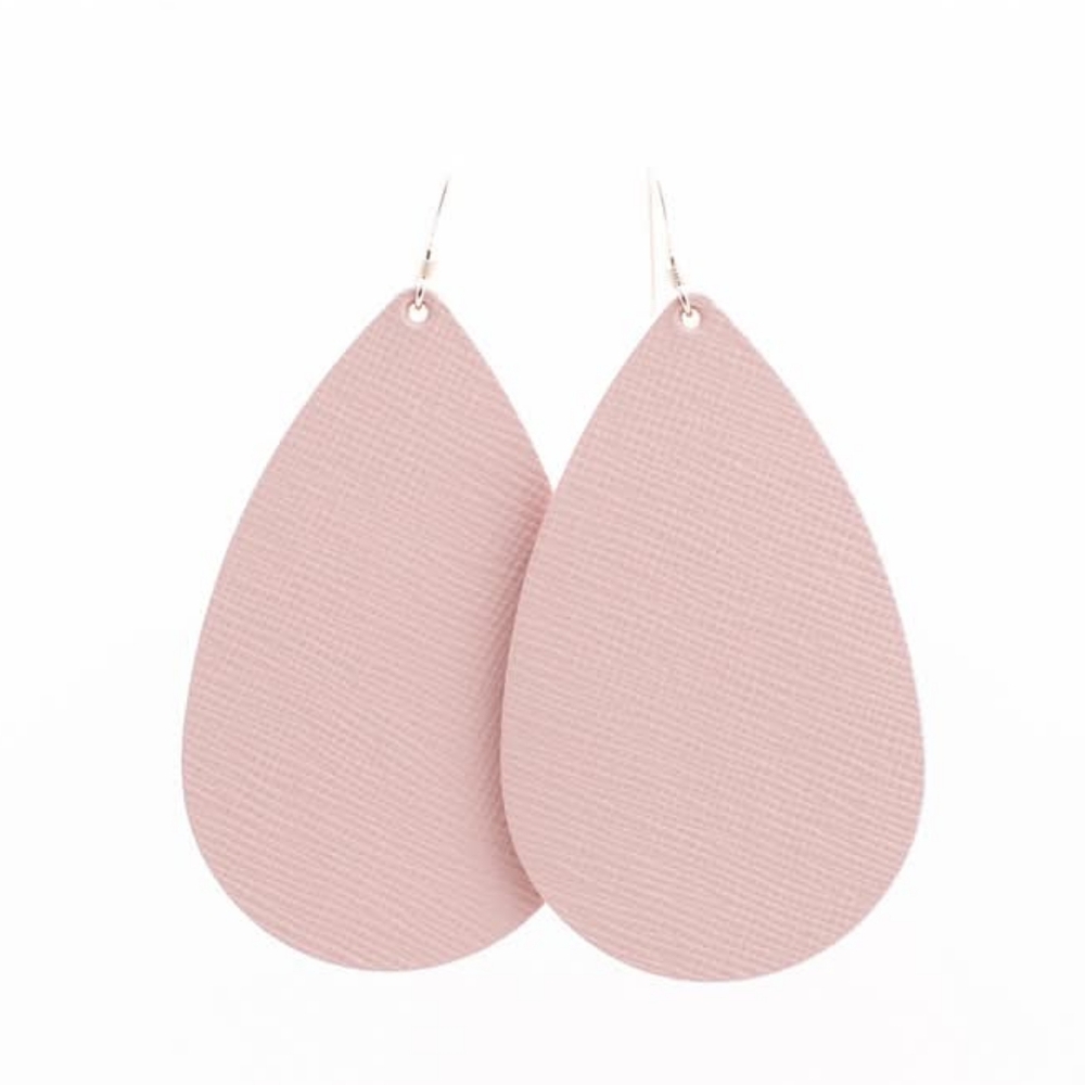 Nickel & Suede Pink Desert Teardrops Earrings size Medium